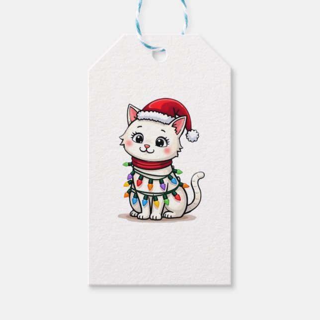 Cat Christmas Tree Christmas Geschenkanhänger (Vorderseite)