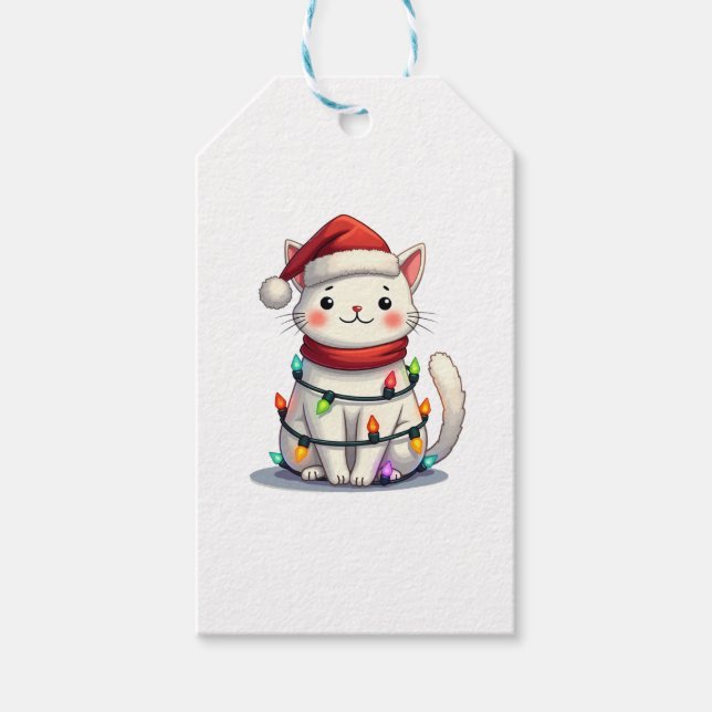 Cat Christmas Tree Christmas Geschenkanhänger (Vorderseite)