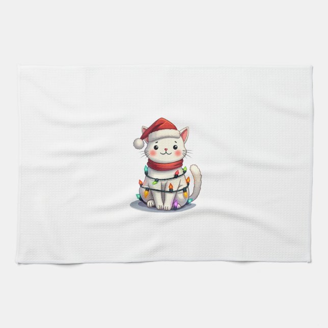 Cat Christmas Tree Christmas Geschirrtuch (Horizontal)