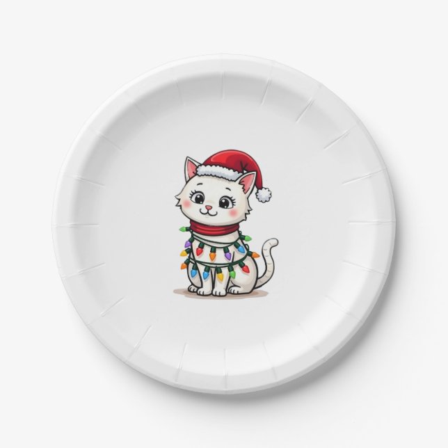 Cat Christmas Tree Christmas Pappteller (Vorderseite)