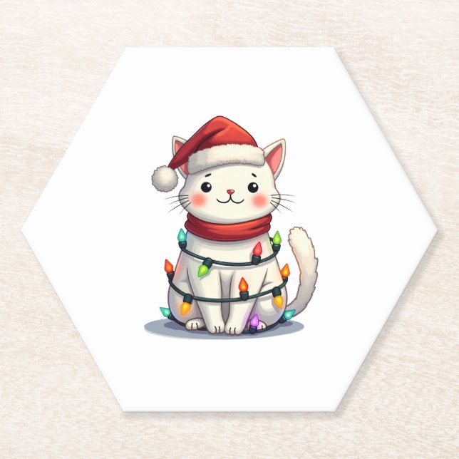 Cat Christmas Tree Christmas Untersetzer (Vorderseite)