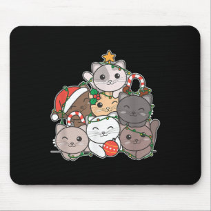 Cat Christmas Tree Funny Animal Christmas Mousepad
