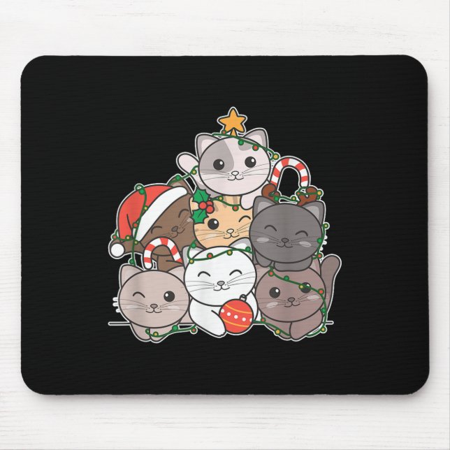 Cat Christmas Tree Funny Animal Christmas Mousepad (Vorne)