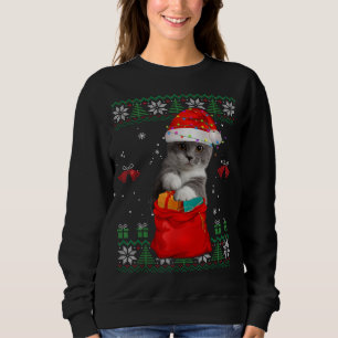 Cat Christmas Tree Lights Weihnachtsmannmütze Cat Sweatshirt