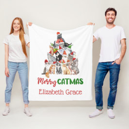 Cat Christmas Tree Merry Catmus Cat Lovers Geschen Fleecedecke