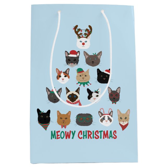 Cat Christmas Tree Mittlere Geschenktüte (Vorderseite)