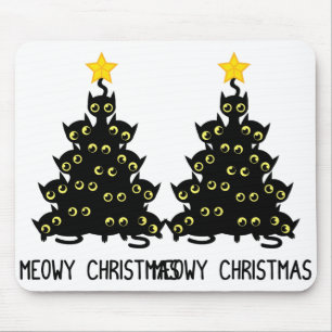Cat Christmas Tree Niedlich Black Kitten Lover Meo Mousepad