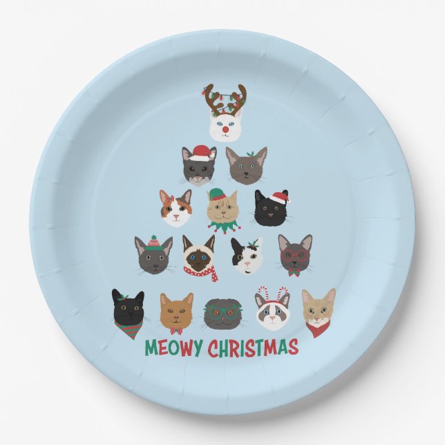 Cat Christmas Tree Pappteller (Vorderseite)