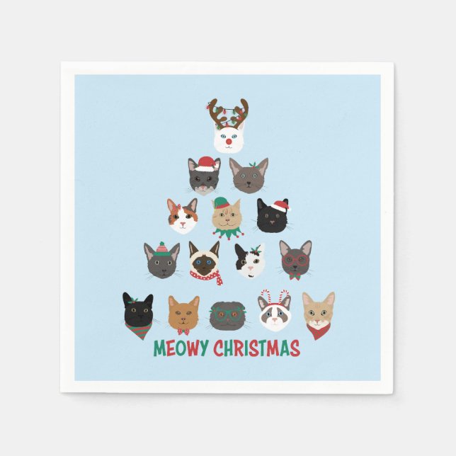 Cat Christmas Tree Serviette (Vorderseite)