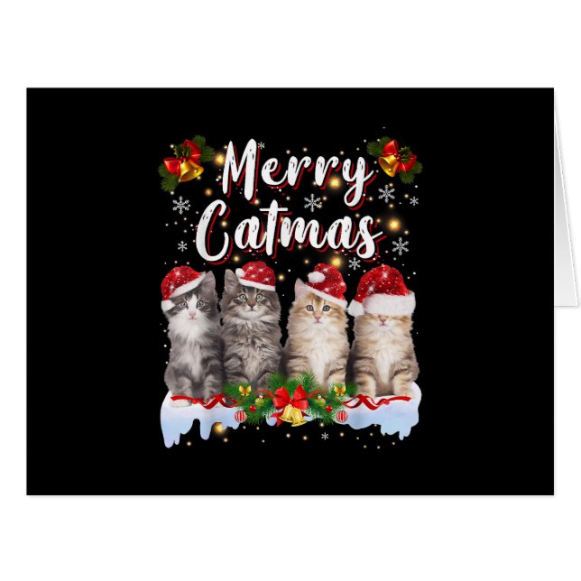 Cat Christmas Weihnachtsmannmütze Funny Merry Catm (Vorderseite (Horizontal))