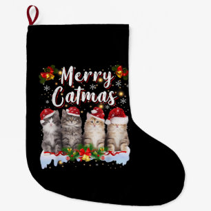Cat Christmas Weihnachtsmannmütze Funny Merry Catm Großer Weihnachtsstrumpf
