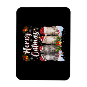 Cat Christmas Weihnachtsmannmütze Funny Merry Catm Magnet