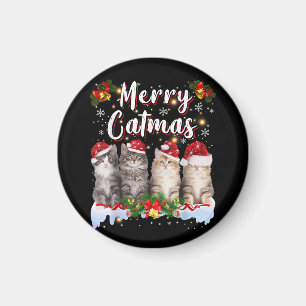 Cat Christmas Weihnachtsmannmütze Funny Merry Catm Magnet