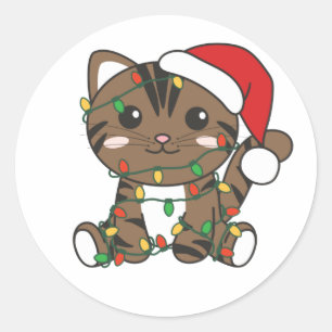Cat Christmas Winter Animals Cats Classic Round St Runder Aufkleber