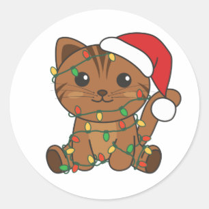 Cat Christmas Winter Animals Cats Classic Round St Runder Aufkleber