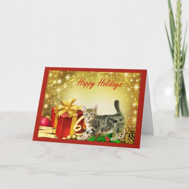 Cat Chrstmas Card Feiertagskarte (Vorderseite)