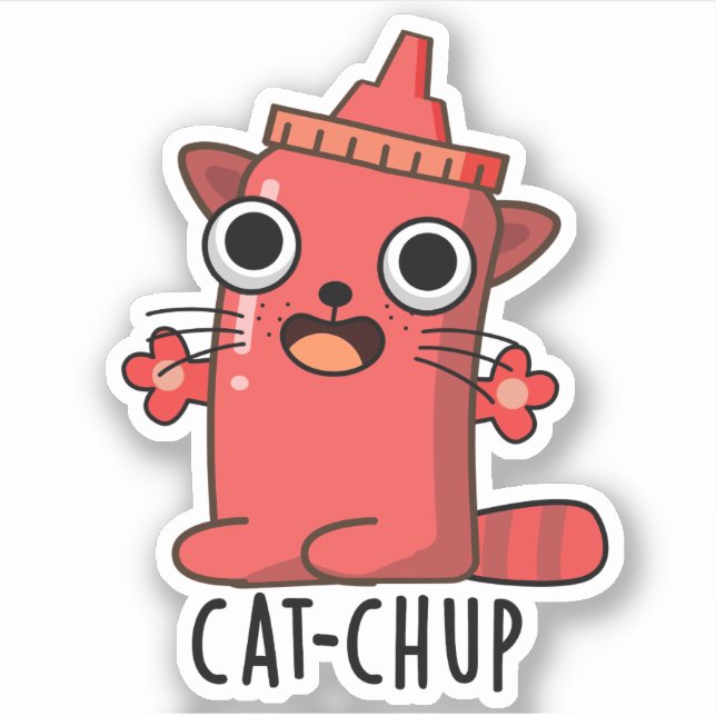 Cat chup Funny Ketchup Pun Aufkleber (Vorderseite)