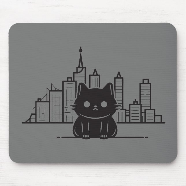 Cat Cityscape Furry Niedlich Vector Graphic Mousepad (Vorne)