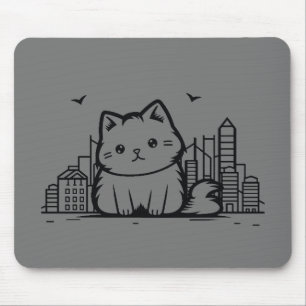Cat Cityscape Furry Niedlich Vector Graphic Mousepad
