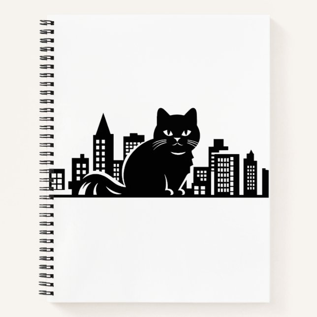 Cat Cityscape Furry Niedlich Vector Graphic Notizbuch (Vorderseite)