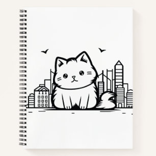 Cat Cityscape Furry Niedlich Vector Graphic Notizbuch