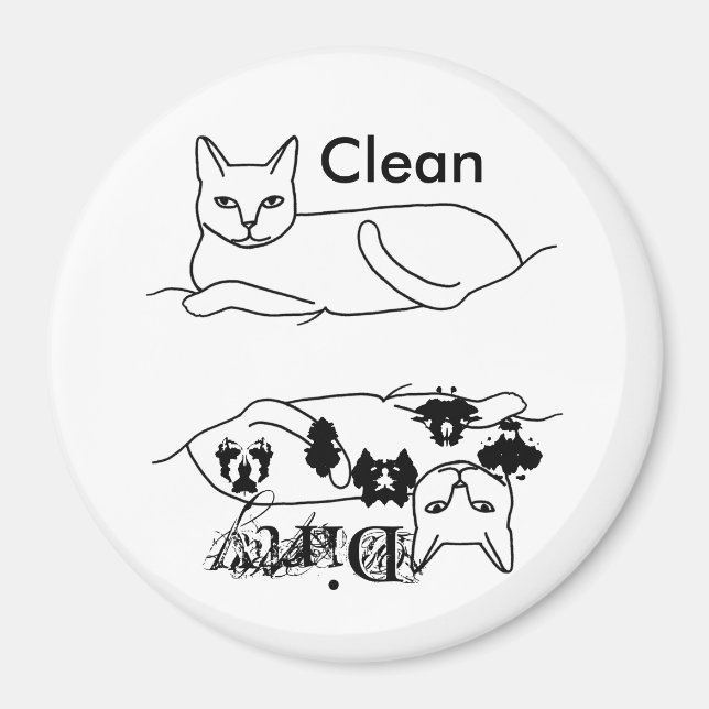 Cat Clean Dirty Lave-vaisselle Magnets (Devant)