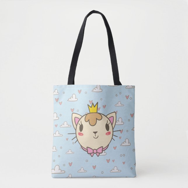 Cat Cloud Herz Textur Kitten Tasche (Vorderseite)