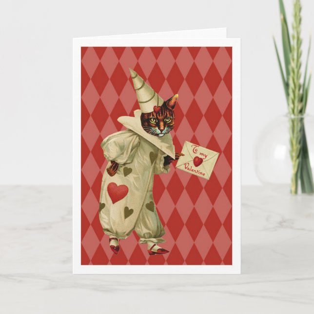 Cat Clown Grußkarte Karte (Vorderseite)