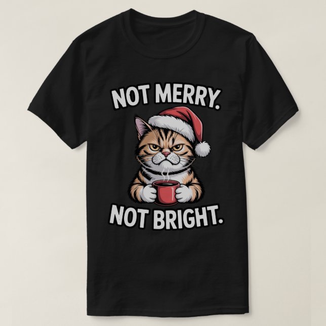 Cat Coffee, Anti-Christmas Design  T-Shirt (Design vorne)