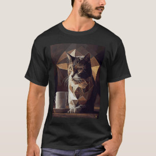 Cat Coffee Geometric T-Shirt
