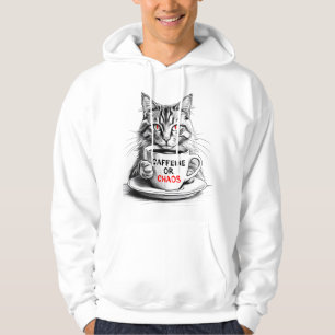 Cat Coffee – Koffein oder Chaos Lustiger Spruch Ho Hoodie