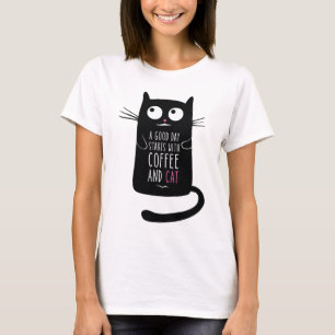 Cat Coffee Lady T - Shirt