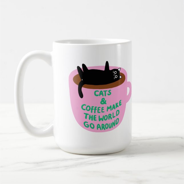 Cat & coffee make the world go around | Mug (Gauche)