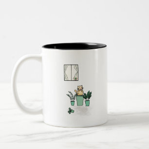 Cat Coffee Window Planters Green Zweifarbige Tasse