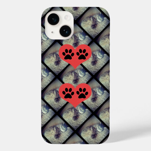 Cat Collage mit Paw Prints von Shirley Taylor Case-Mate iPhone 14 Hülle (Rückseite)