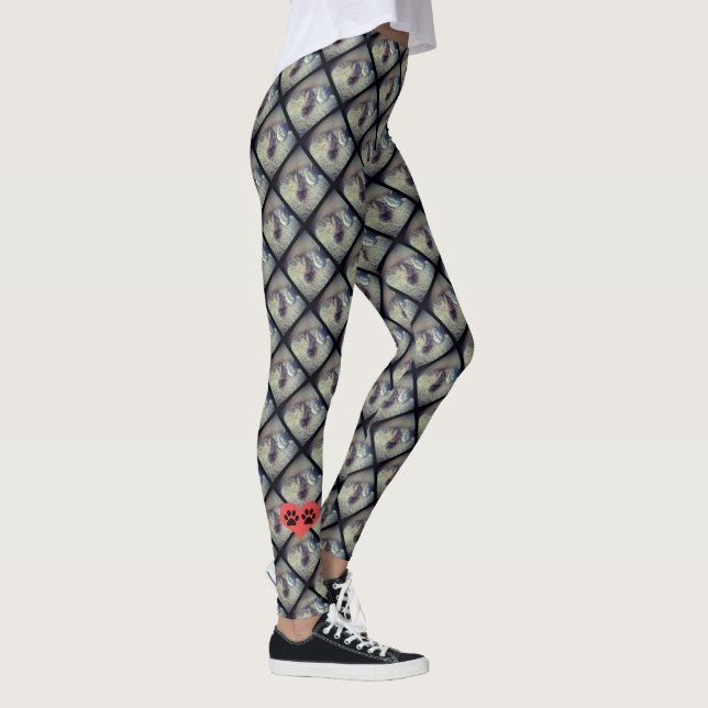 Cat Collage mit Paw Prints von Shirley Taylor Leggings (Rechts)