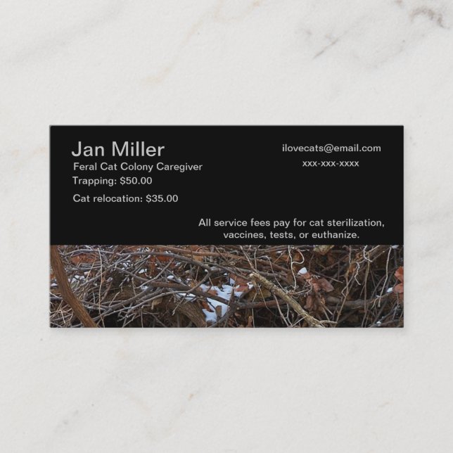Cat Colony Caregiver Business Card Visitenkarte (Vorderseite)