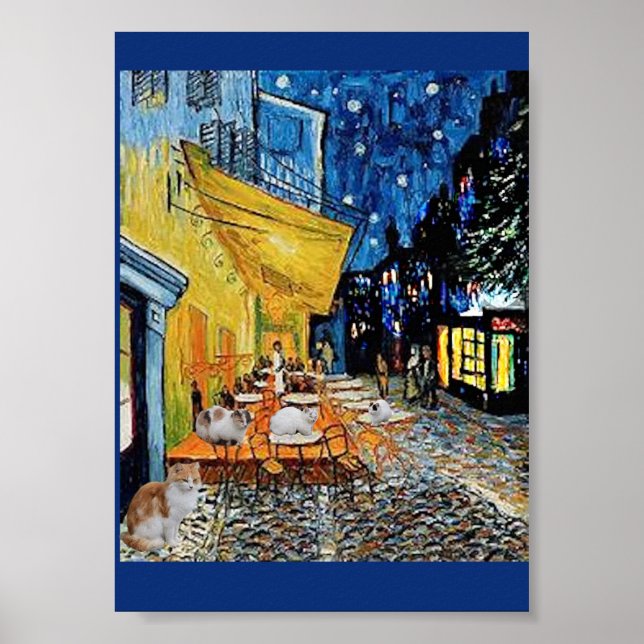 Cat Colony, Night Café Parody, Van Gogh Poster (Vorne)