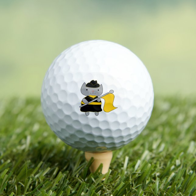 Cat Color Guard Black and Yellow Gold Golfball (Insitu T-Shirt)