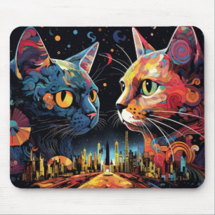 Cat Colorful Animal Verzauberung Abstrakt Mousepad