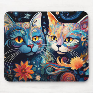 Cat Colorful Animal Verzauberung Abstrakt Mousepad