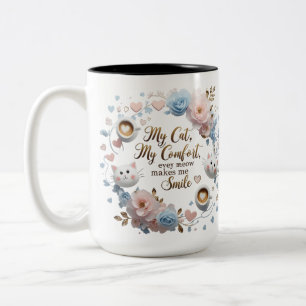 Cat Comfort Zwei-Tone-Tasse - 15 oz Heartfelt Meow Zweifarbige Tasse