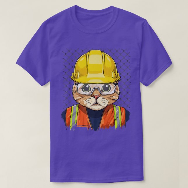 Cat Construction Worker Feline Cat Kitten  T-Shirt (Design vorne)