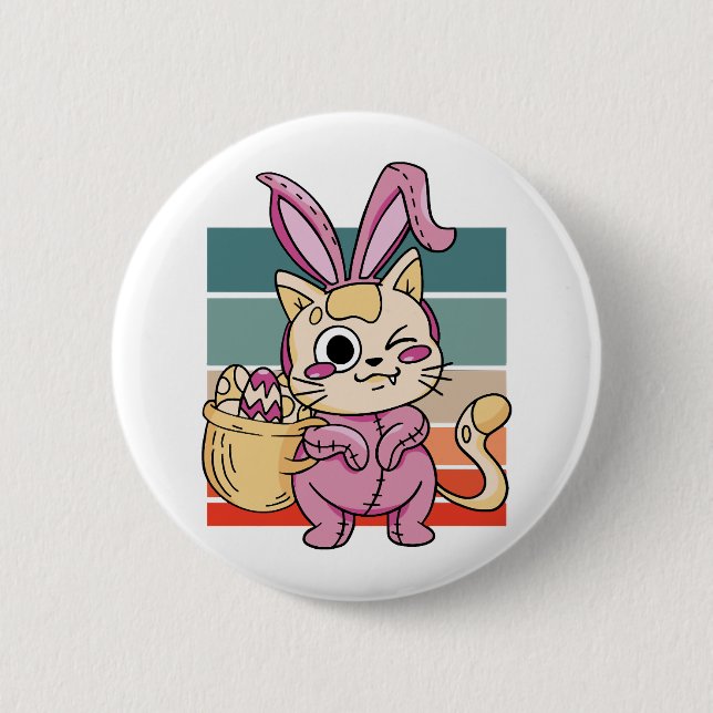 Cat Cosplayer Oster Bunny Costume Eierkörbchen Button (Vorderseite)