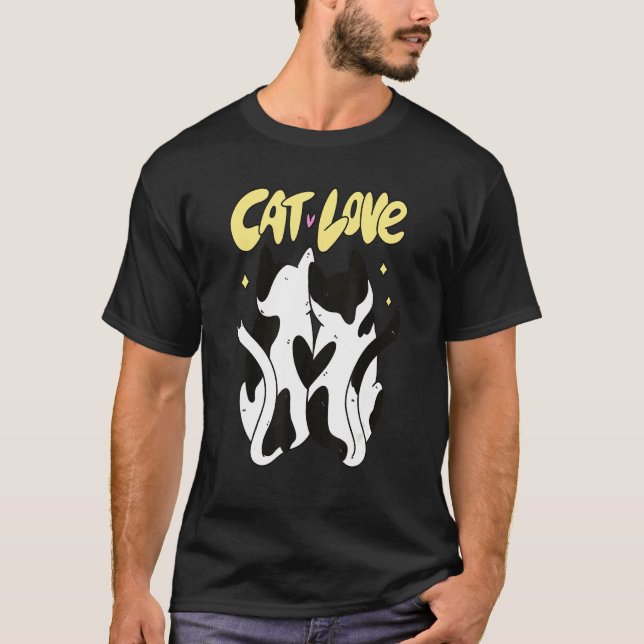 Cat Couple Cuddling Liebe Katzen T-Shirt (Vorderseite)