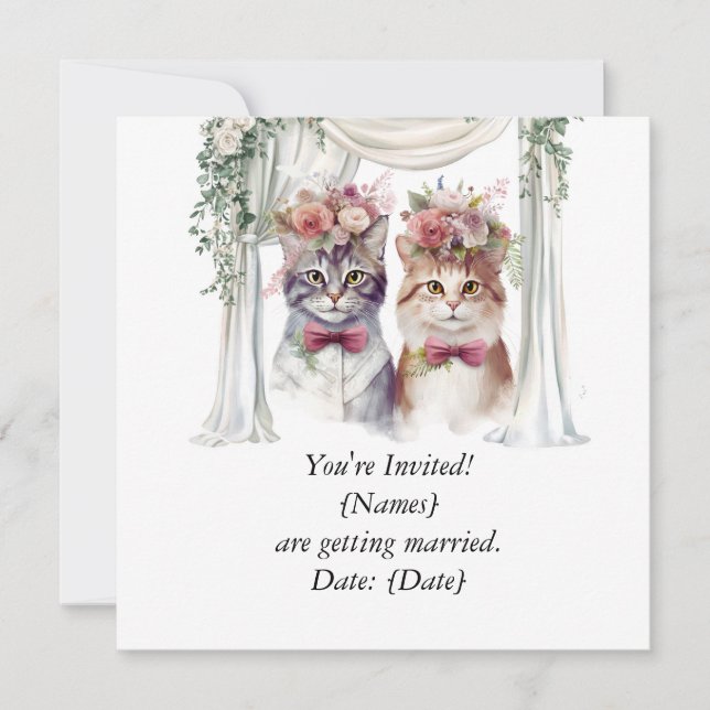 Cat Couple for Wedding Save the Date Einladung (Vorderseite)