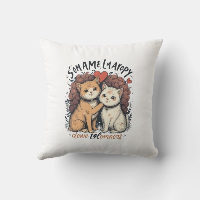 Cat Couple Liebe Niedlich Romantic Kitty Wohngesta Kissen (Rückseite)