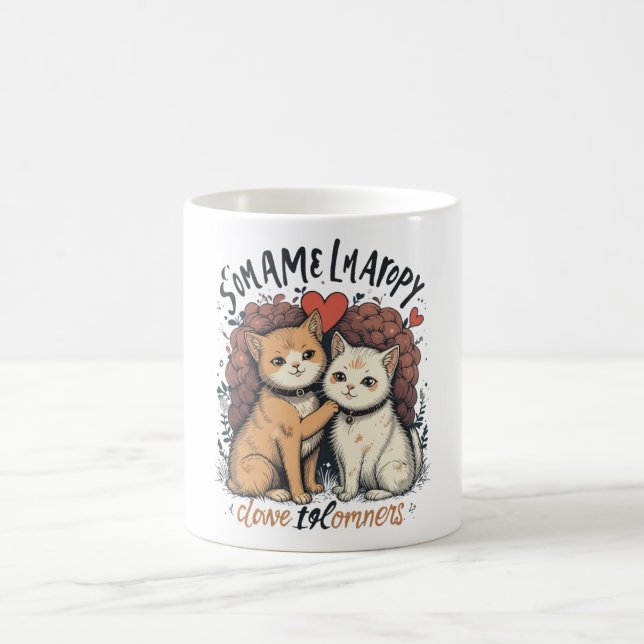 Cat Couple Liebe Tasse Niedlich Romantische Kaffee (Mittel)