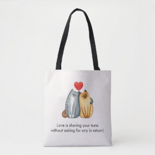 Cat Couple Liebt Niedlichen Funny Happy Valentine' Tasche