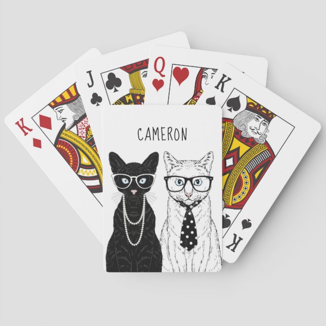 Cat Couple | Name hinzufügen Spielkarten (Rückseite)